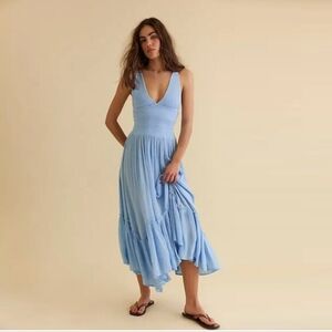 Free People Fun In The Sun Maxi Dress Lightweight Asymetrical Hem